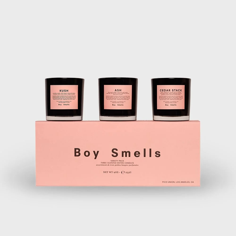 Boy Smells Kush, Ash, Cedar Stack Candle Set