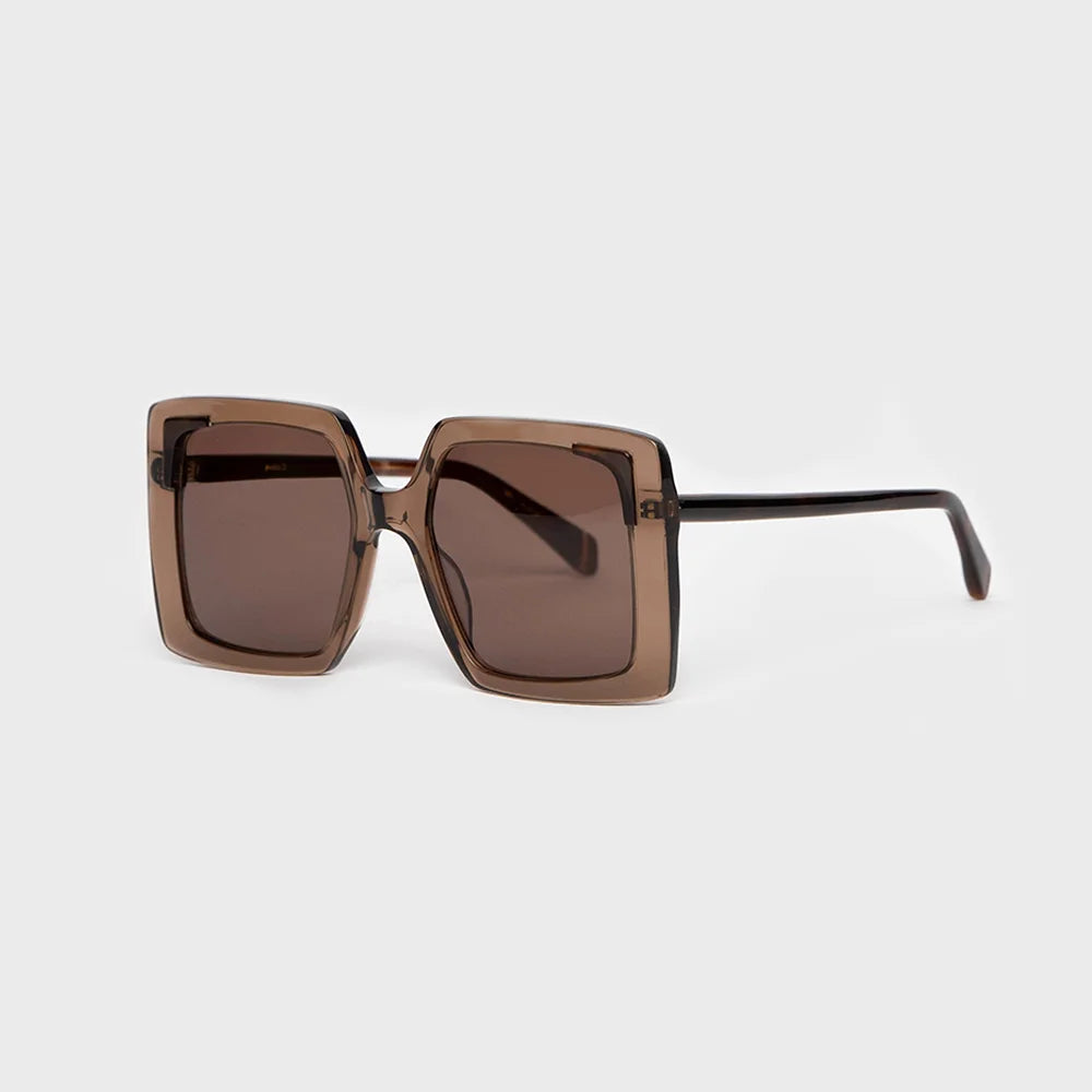 Kaleos Creasey Oversized Brown Sunglasses
